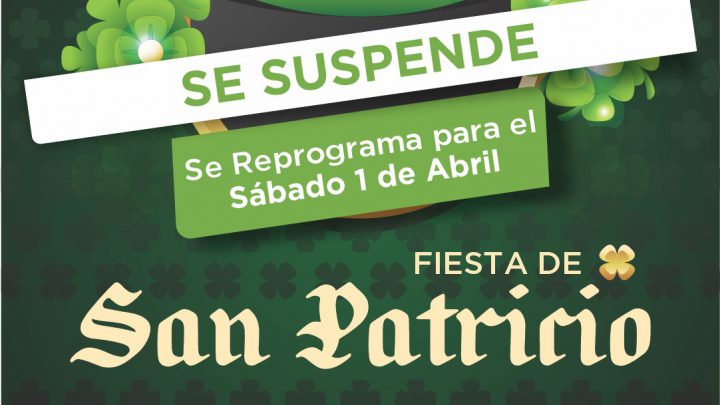 Se suspende la Fiesta de San Patricio en la plaza Sobremonte. Se realizará el 1 de abril